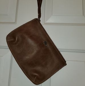 Roots leather travel wrist purse